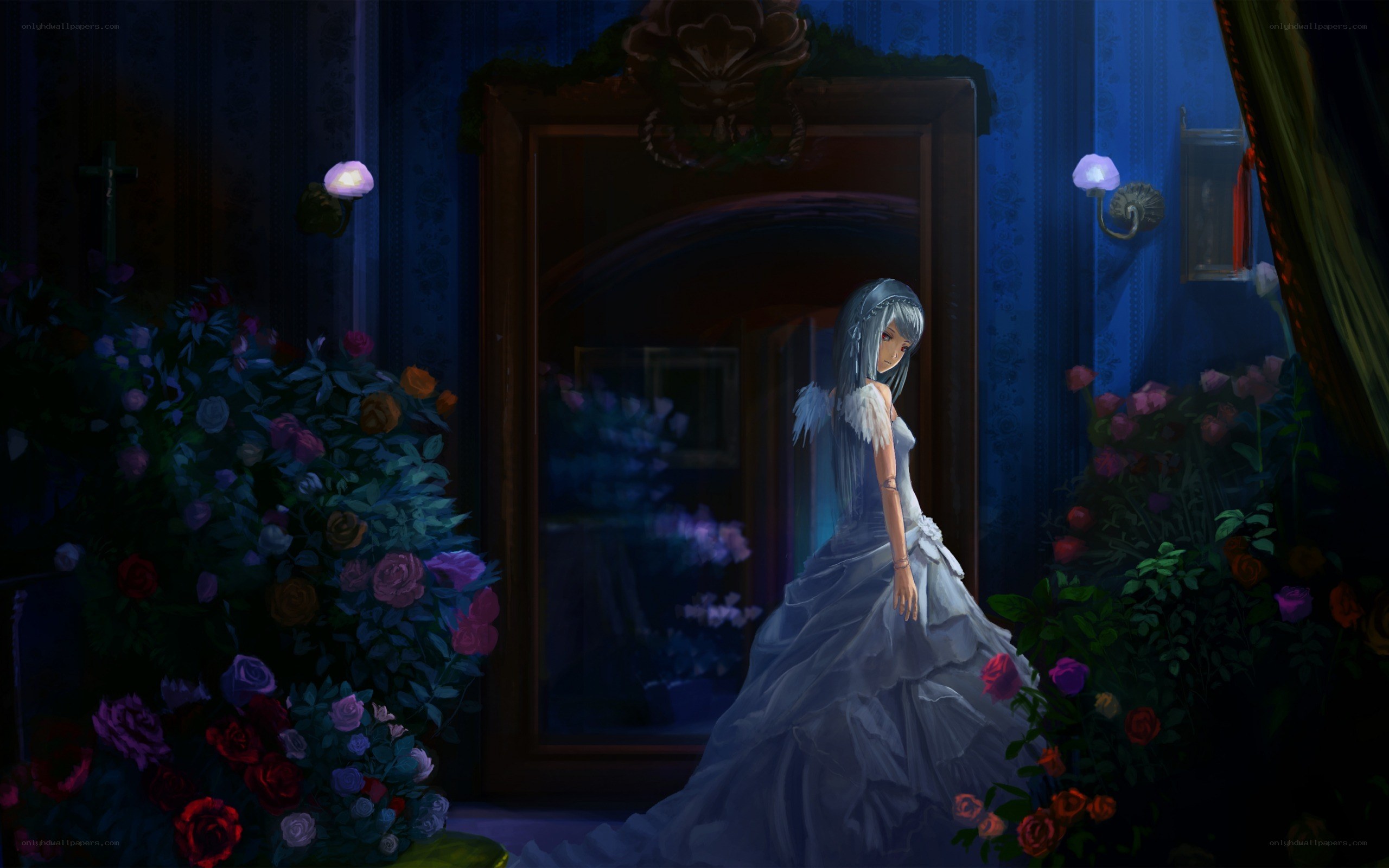 Angel in a rose garden