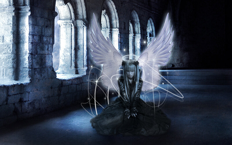 angel in a ruined cathedral