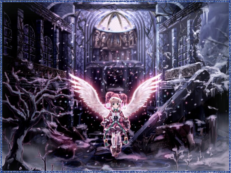 angel in a ruined cathedral