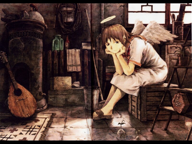 angel in a rustic room
