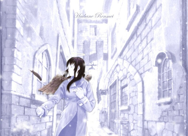 Angel in a snowy alley