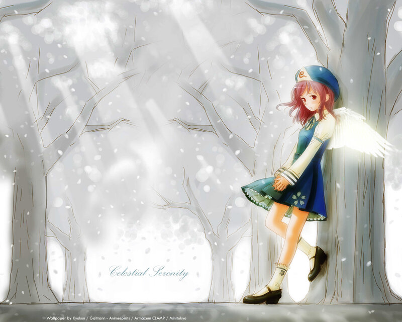 Angel in a snowy forest