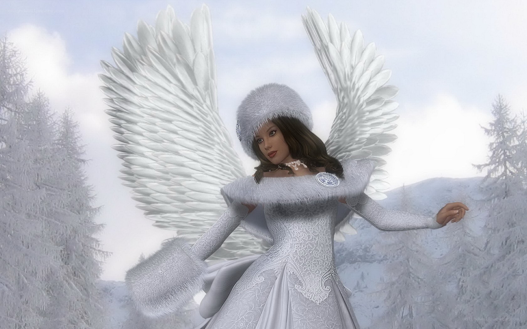 Angel in a snowy landscape