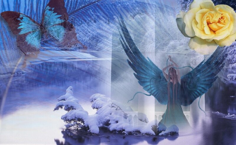 Angel in a snowy landscape