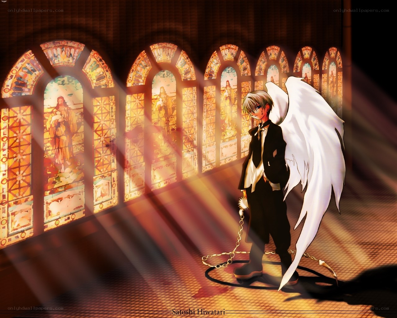 Angel in a stained glass hall