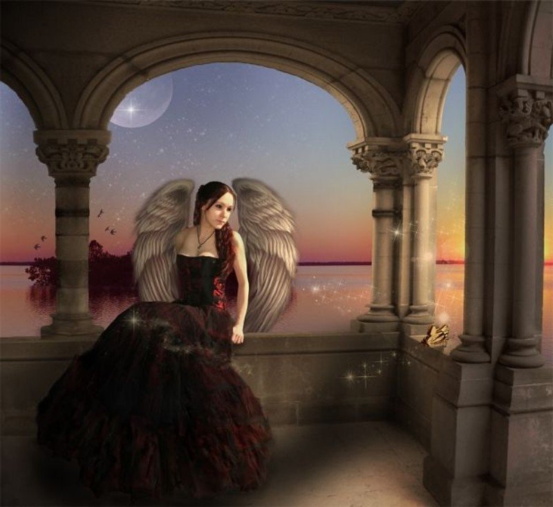 Angel in a stone archway
