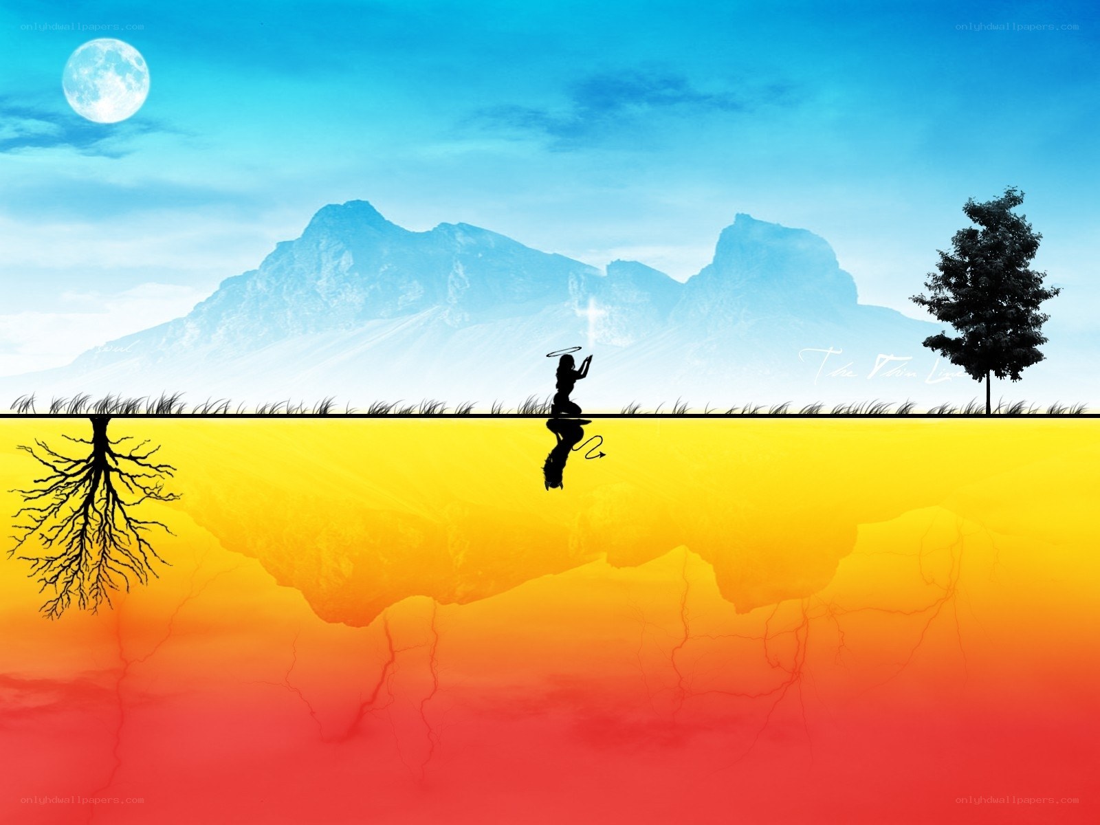 Angel in a surreal landscape