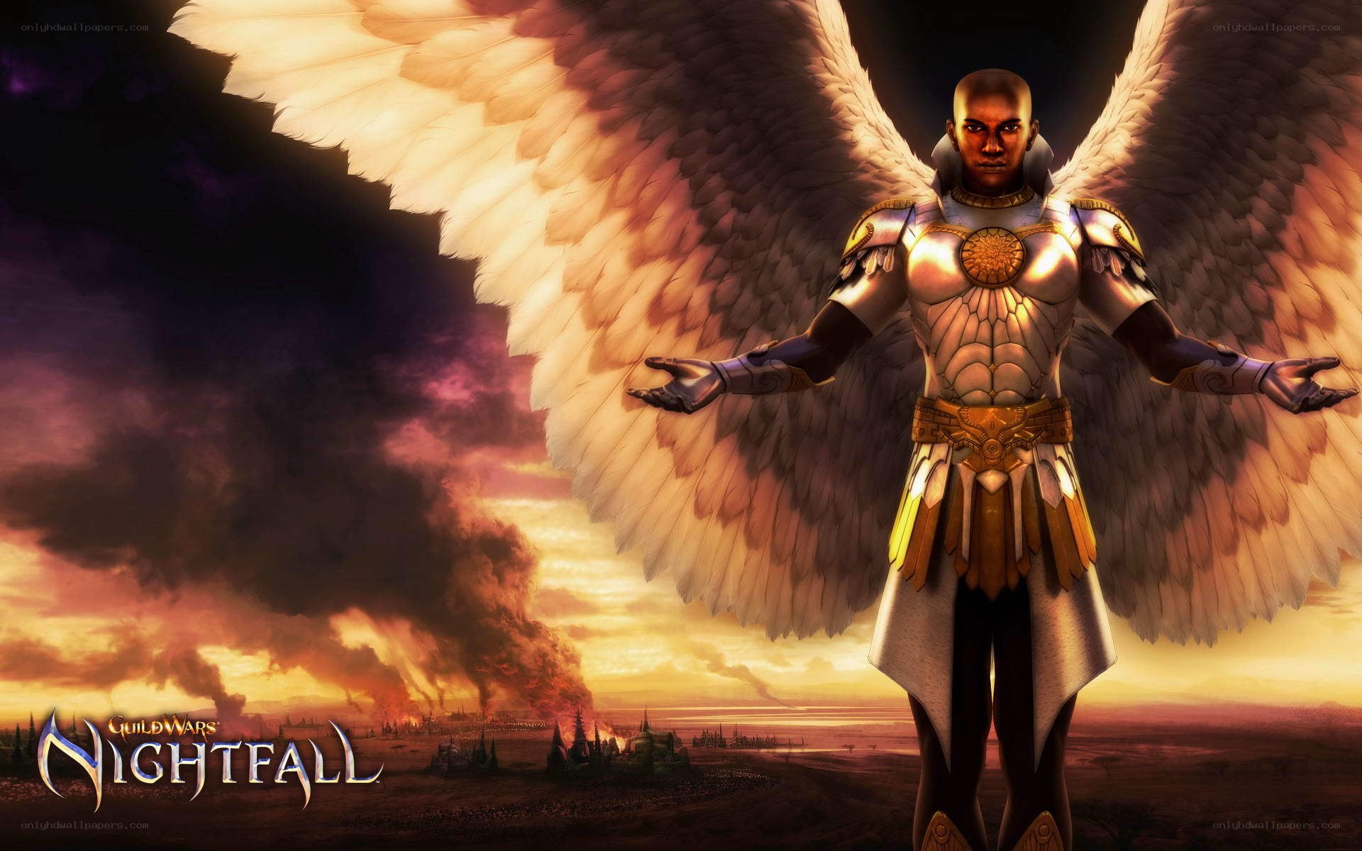 Angel in a war-torn landscape
