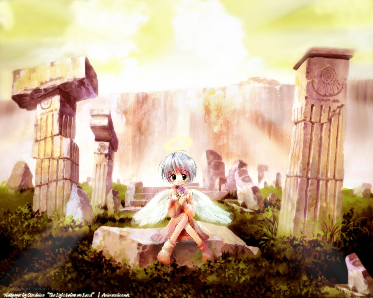 Angel in ancient ruins