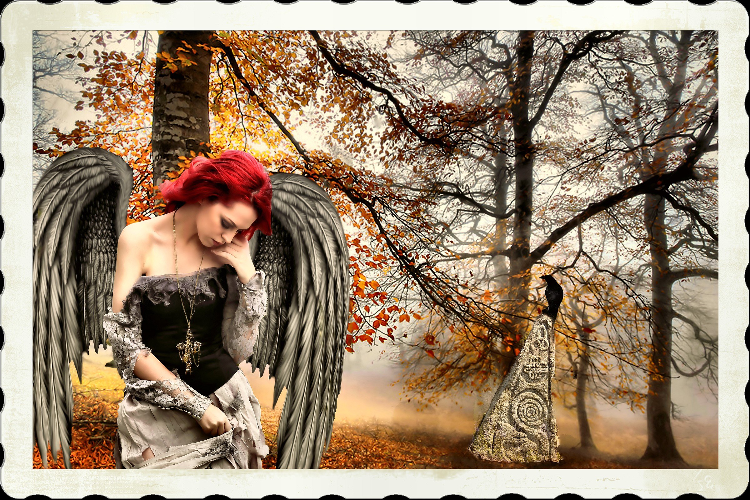 angel in autumn forest