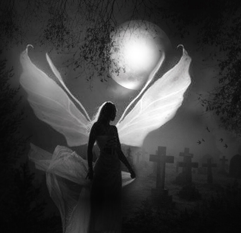 Angel in Cemetery — Black