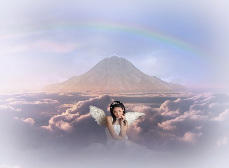 Angel in Clouds — White, Serene