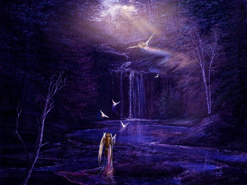 Angel in Forest — Purple, Mystical