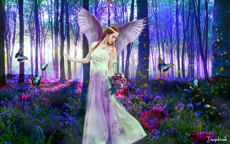 Angel in Forest — Purple, Serene