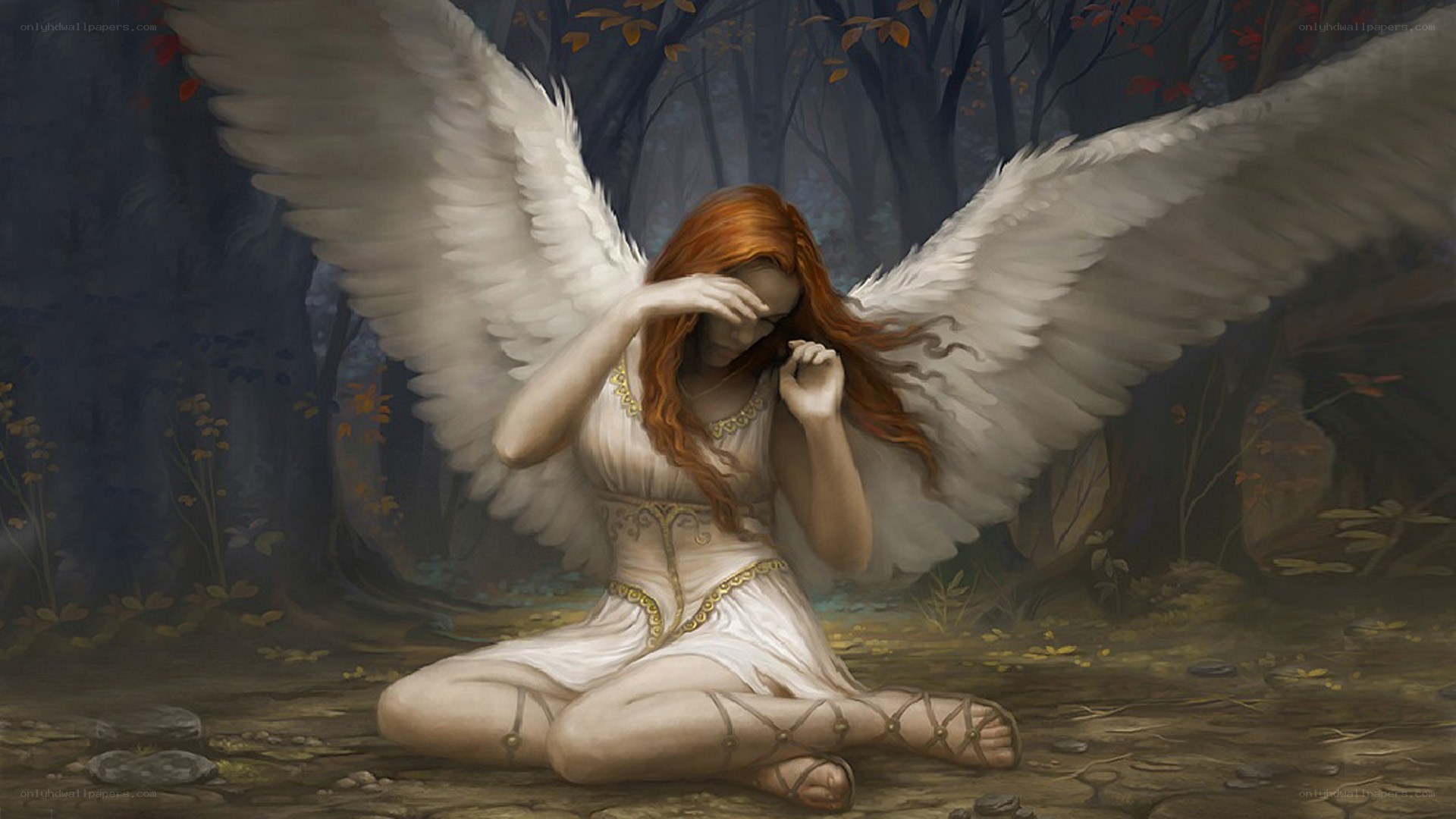 angel in forest sorrow