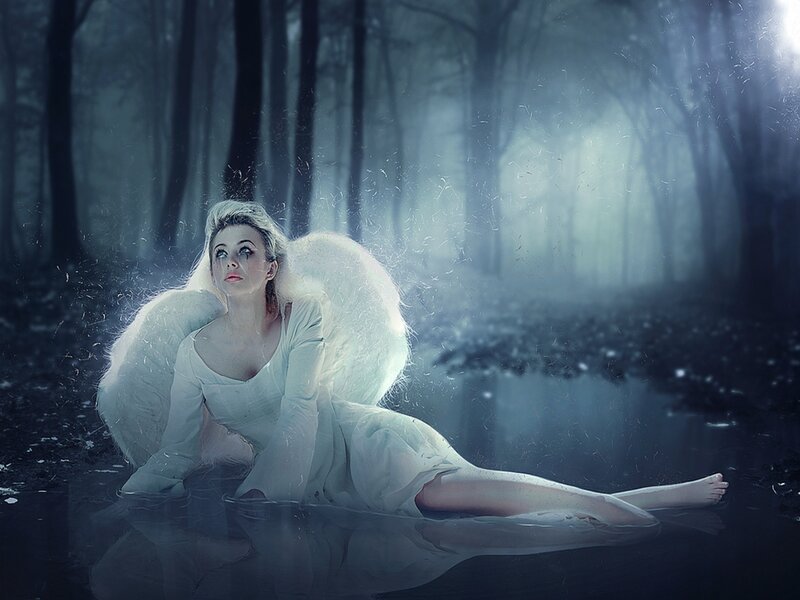 Angel in Forest Water
