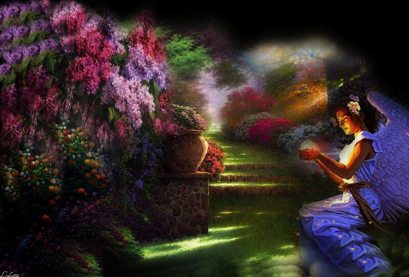 Angel in Garden — Purple