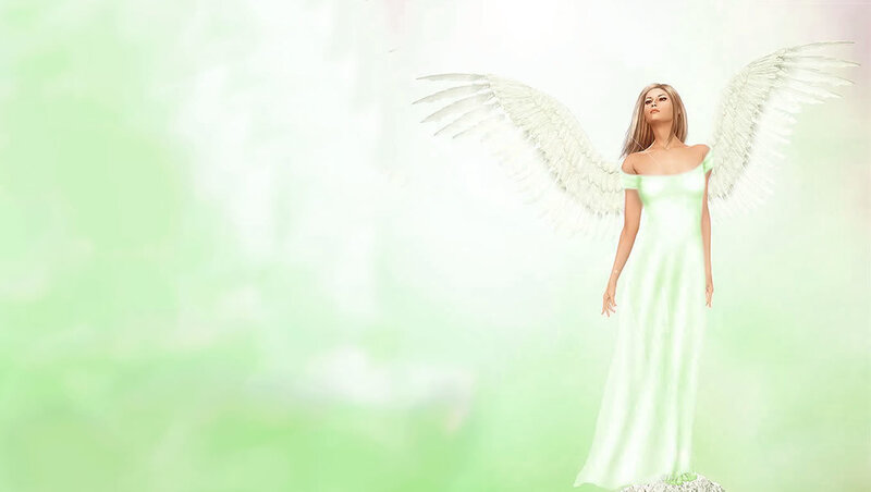 angel in green dress
