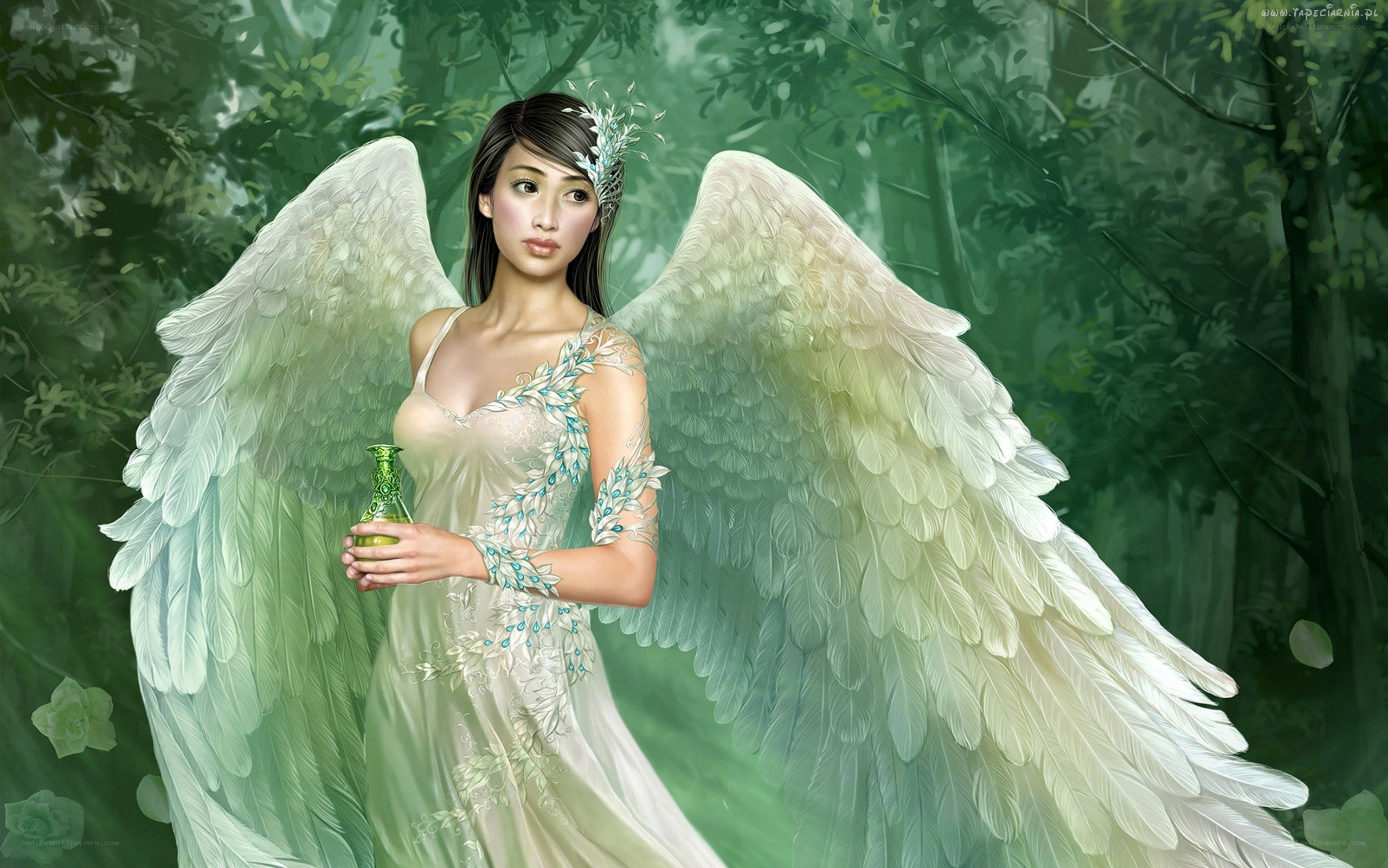 angel in green forest