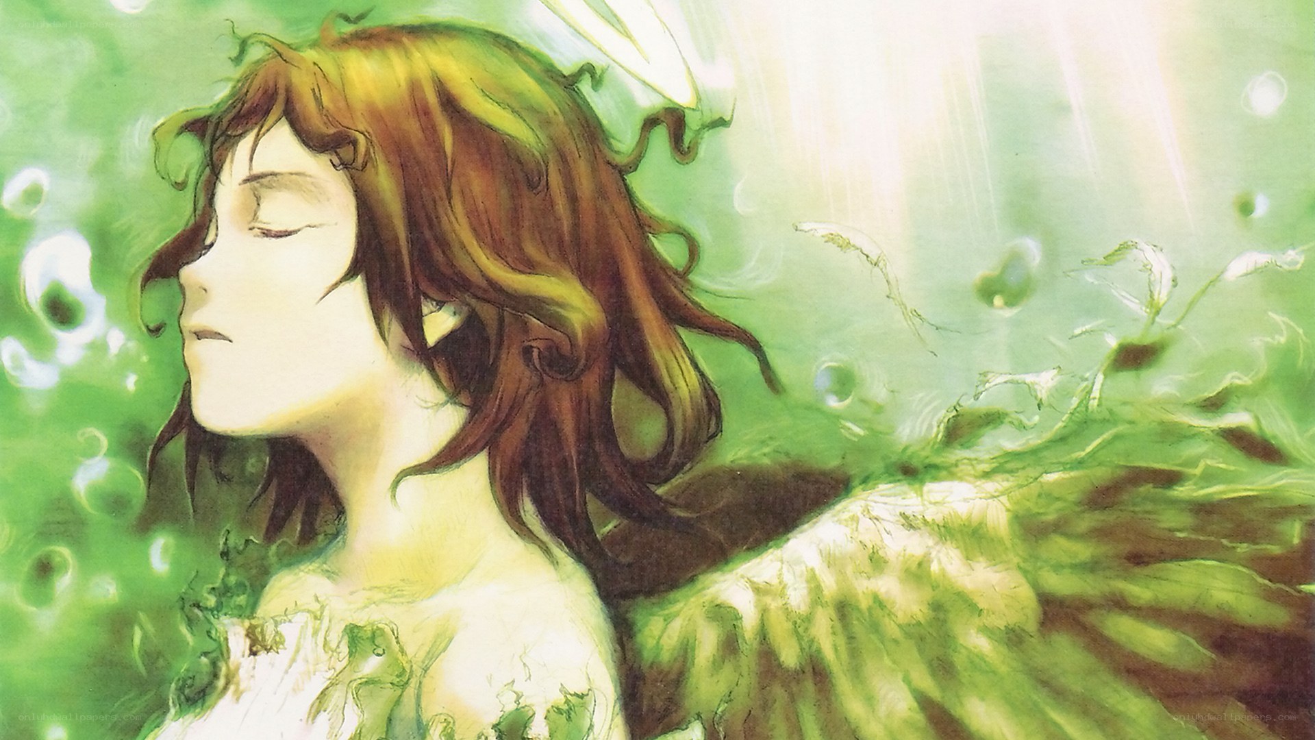angel in green light