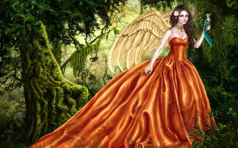 Angel in Orange Dress