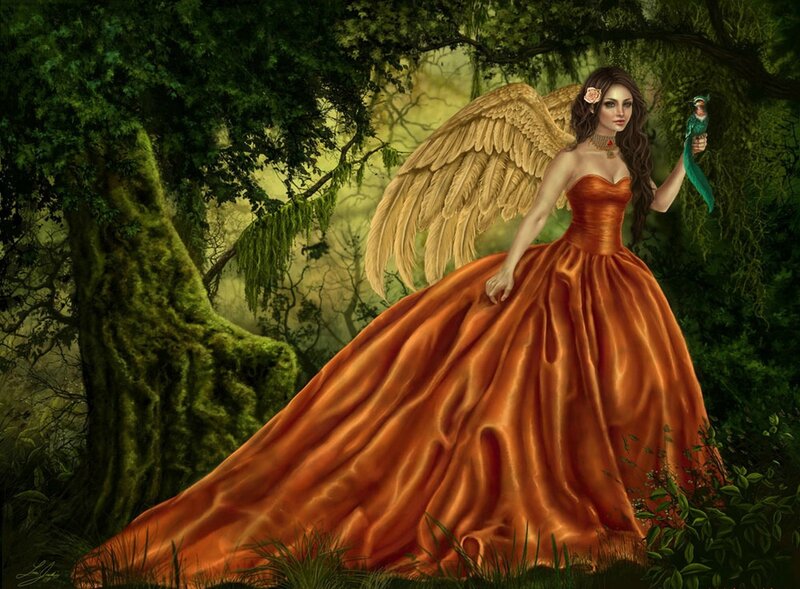 Angel in Orange Gown