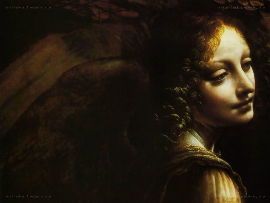 Angel in profile with wings
