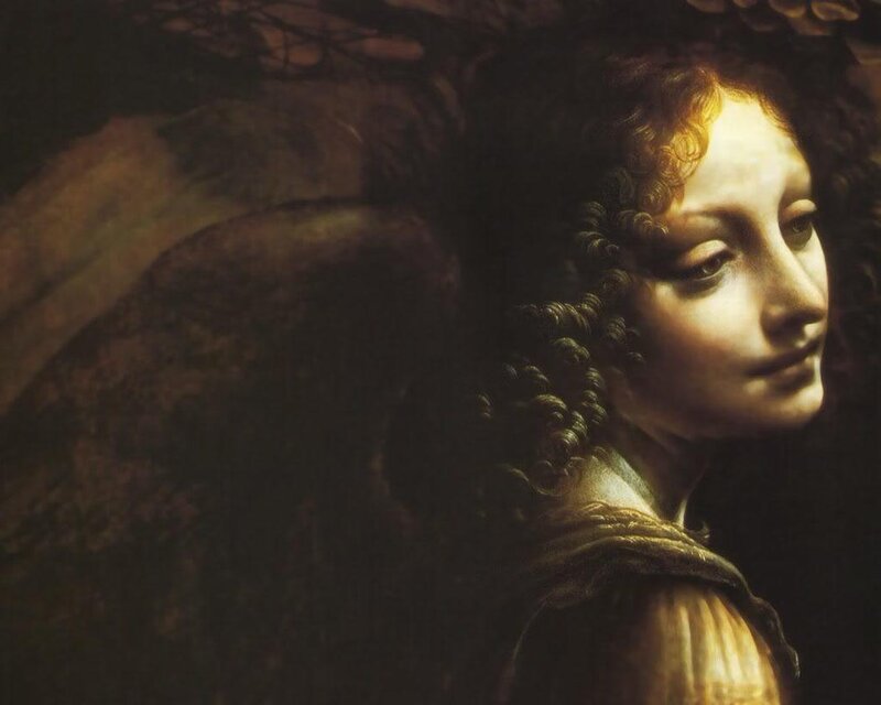 Angel in profile with wings