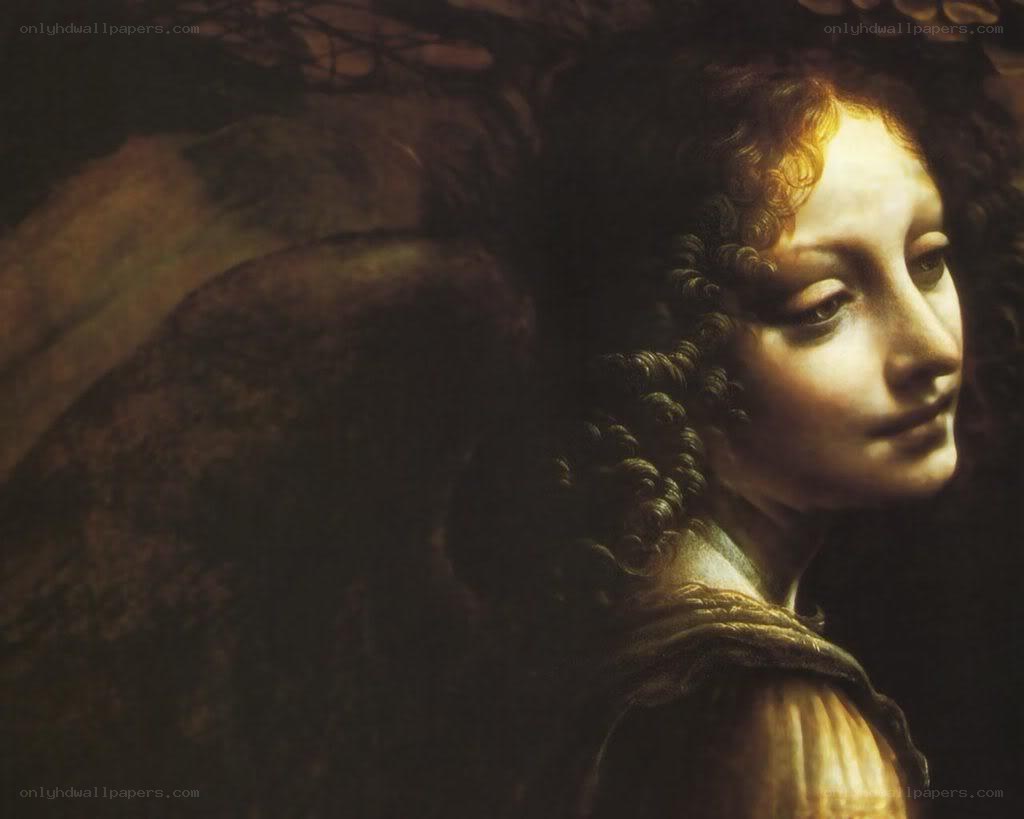 Angel in profile with wings