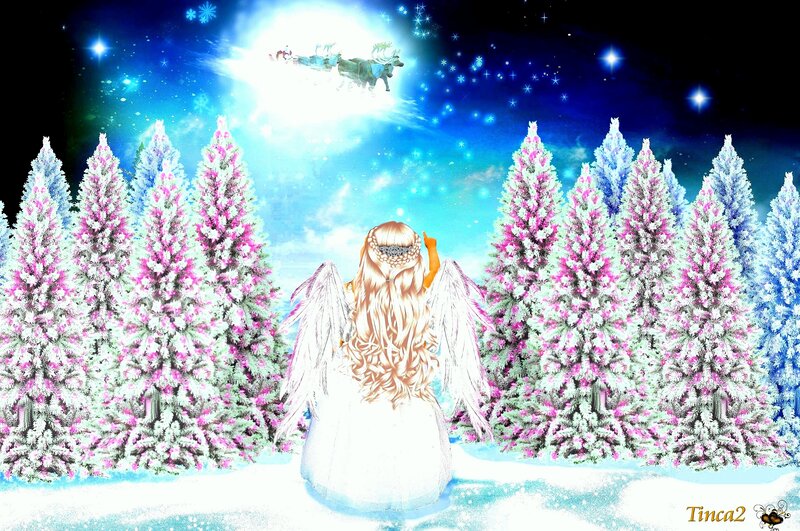 Angel in Snowy Forest — Blue