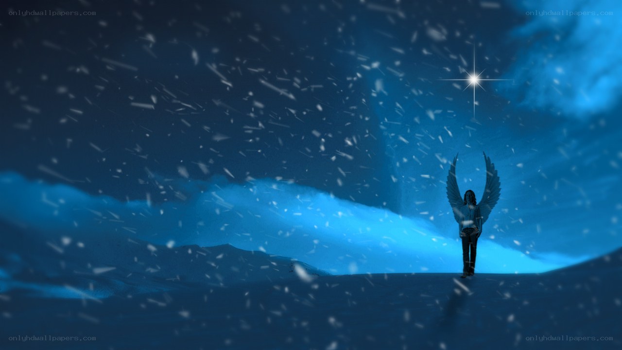 angel in snowy landscape