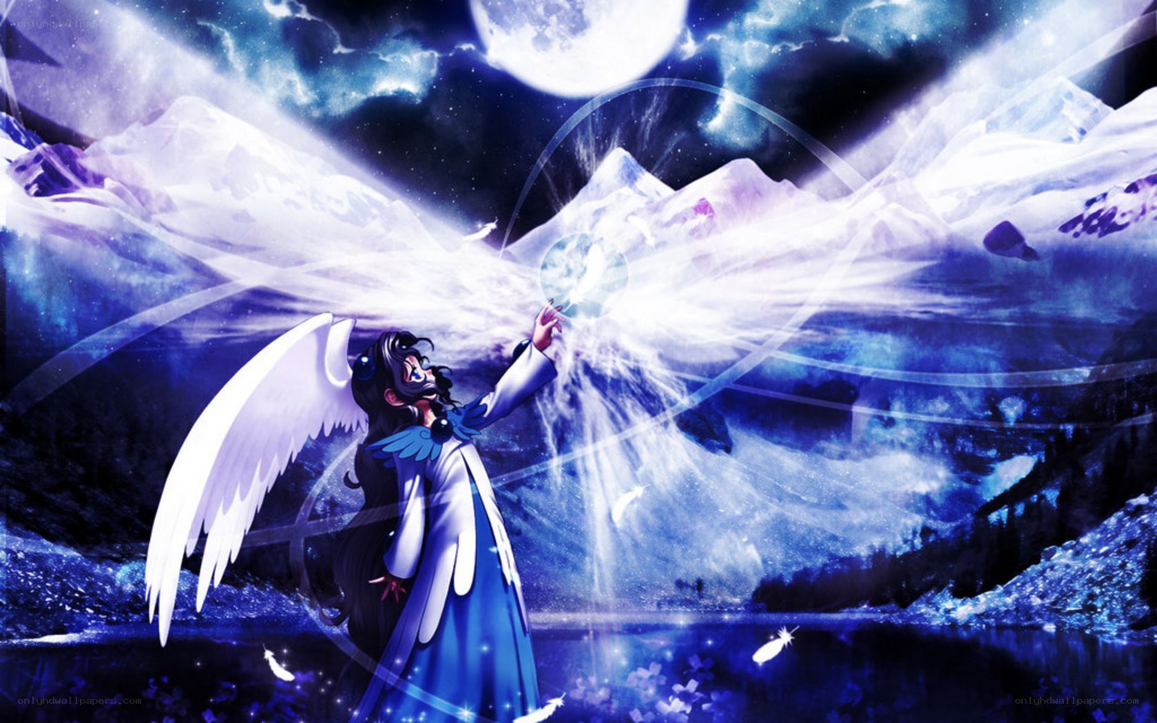 angel in snowy mountains