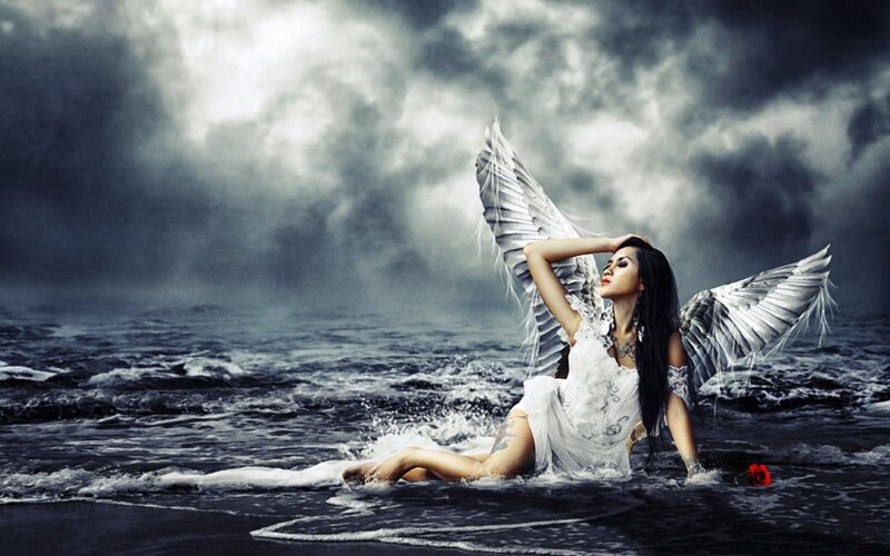 Angel in Stormy Sea — Gray