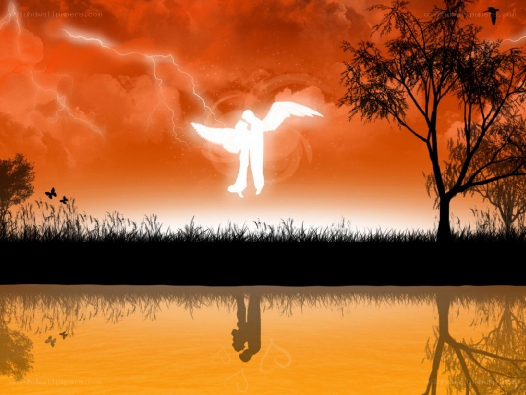 angel in stormy sky