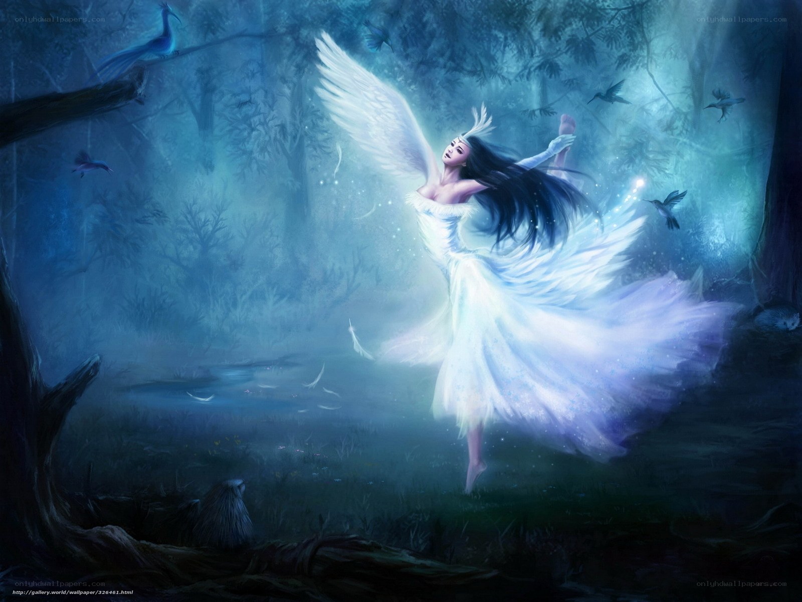 Angel in the Moonlit Forest