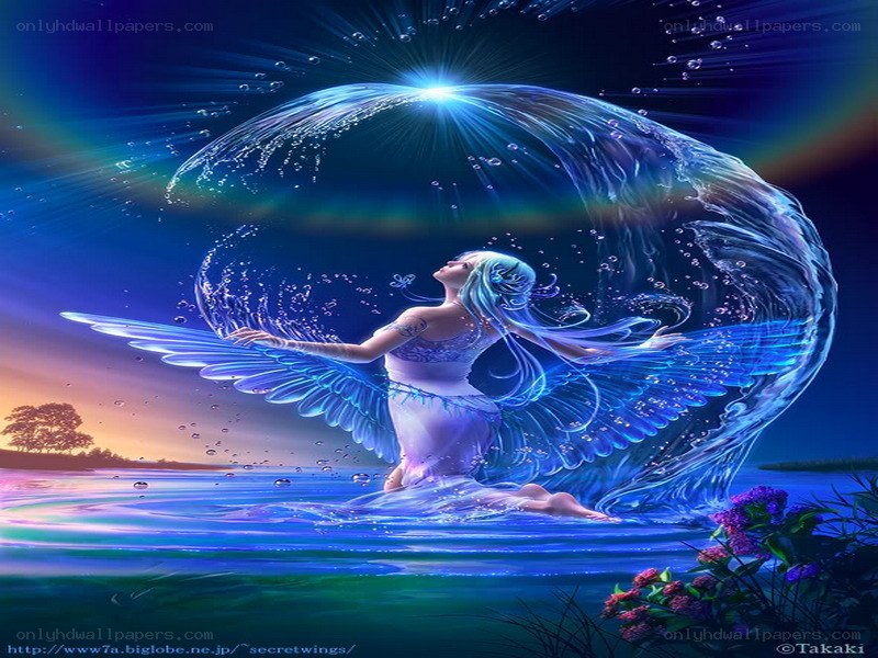 angel in water sphere