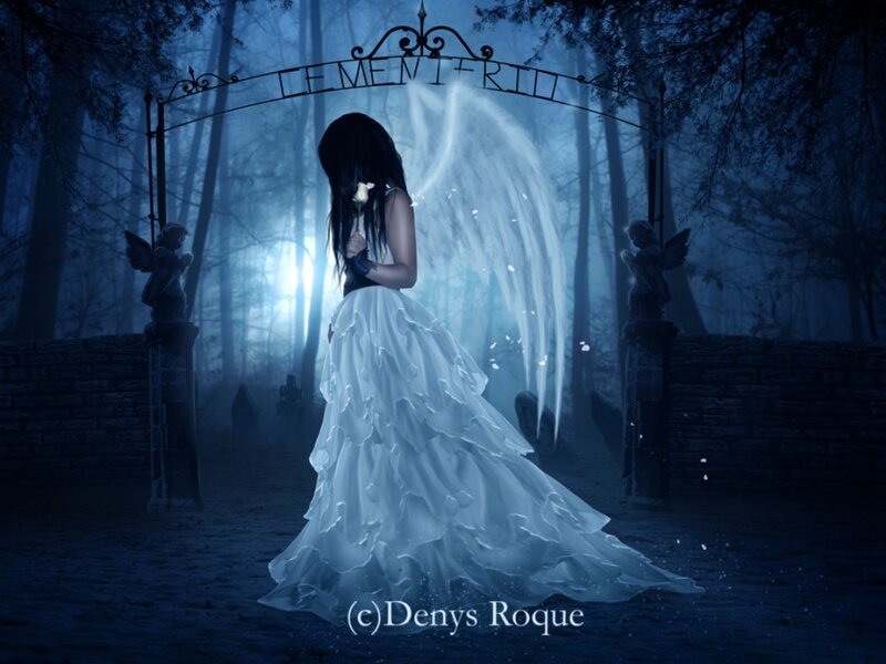 Angel in White Dress — Blue, Mysterious