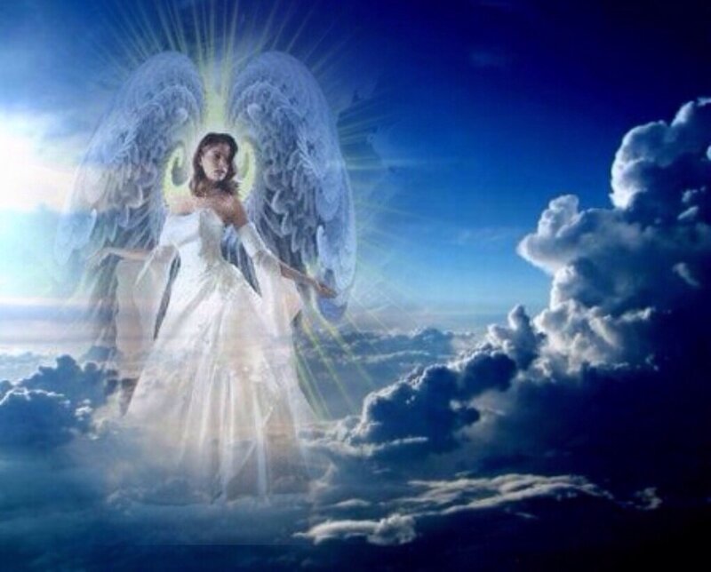 Angel in White Dress — Blue, Serene