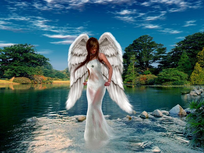 Angel in White Dress — Blue