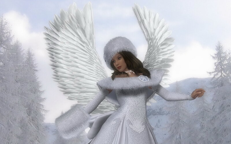 Angel in Winter Dress — White