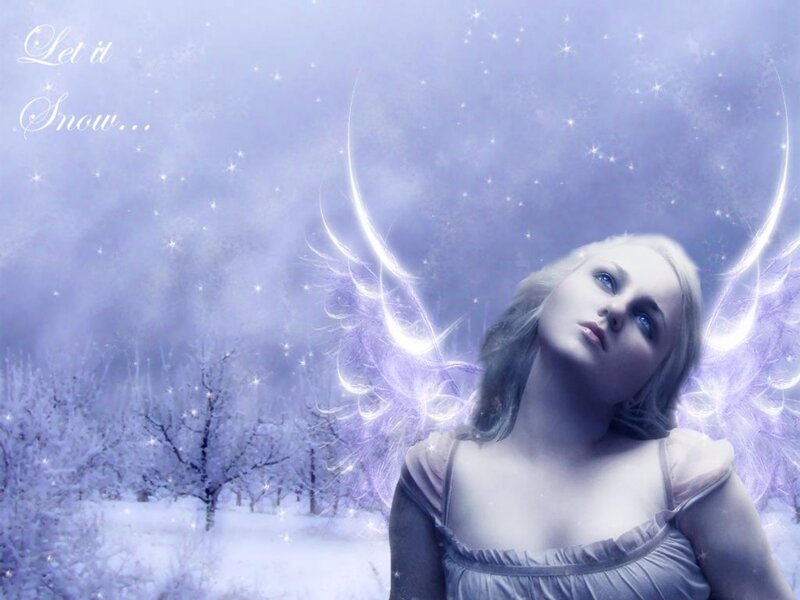Angel in Winter Landscape — Purple