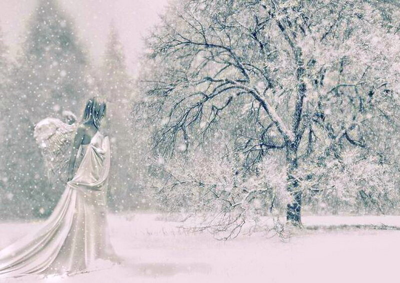 Angel in Winter Landscape — White