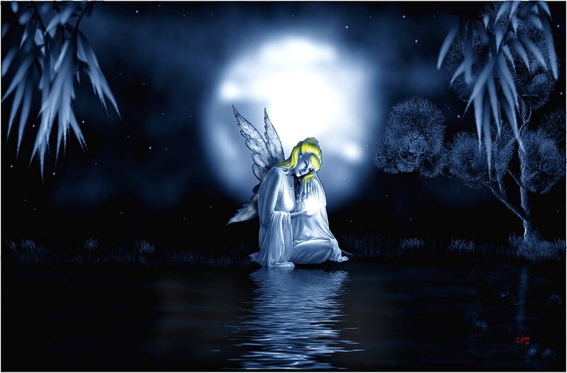 Angel Kneeling in Water