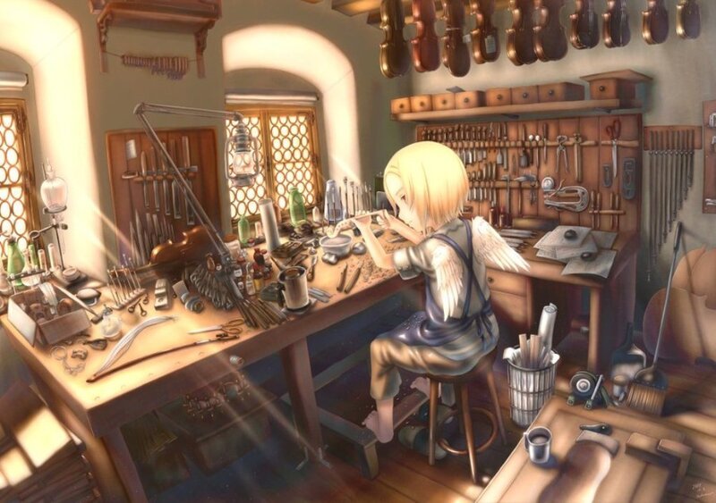 Angel luthier at work