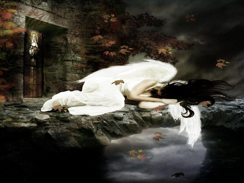 Angel Lying on Rock