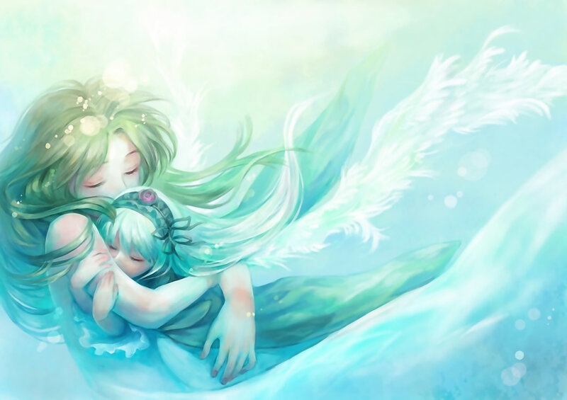 angel mother and child embrace
