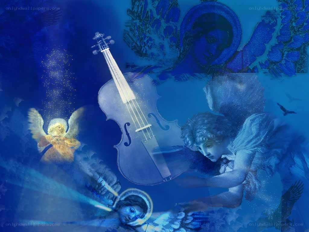 Angel musicians with violin