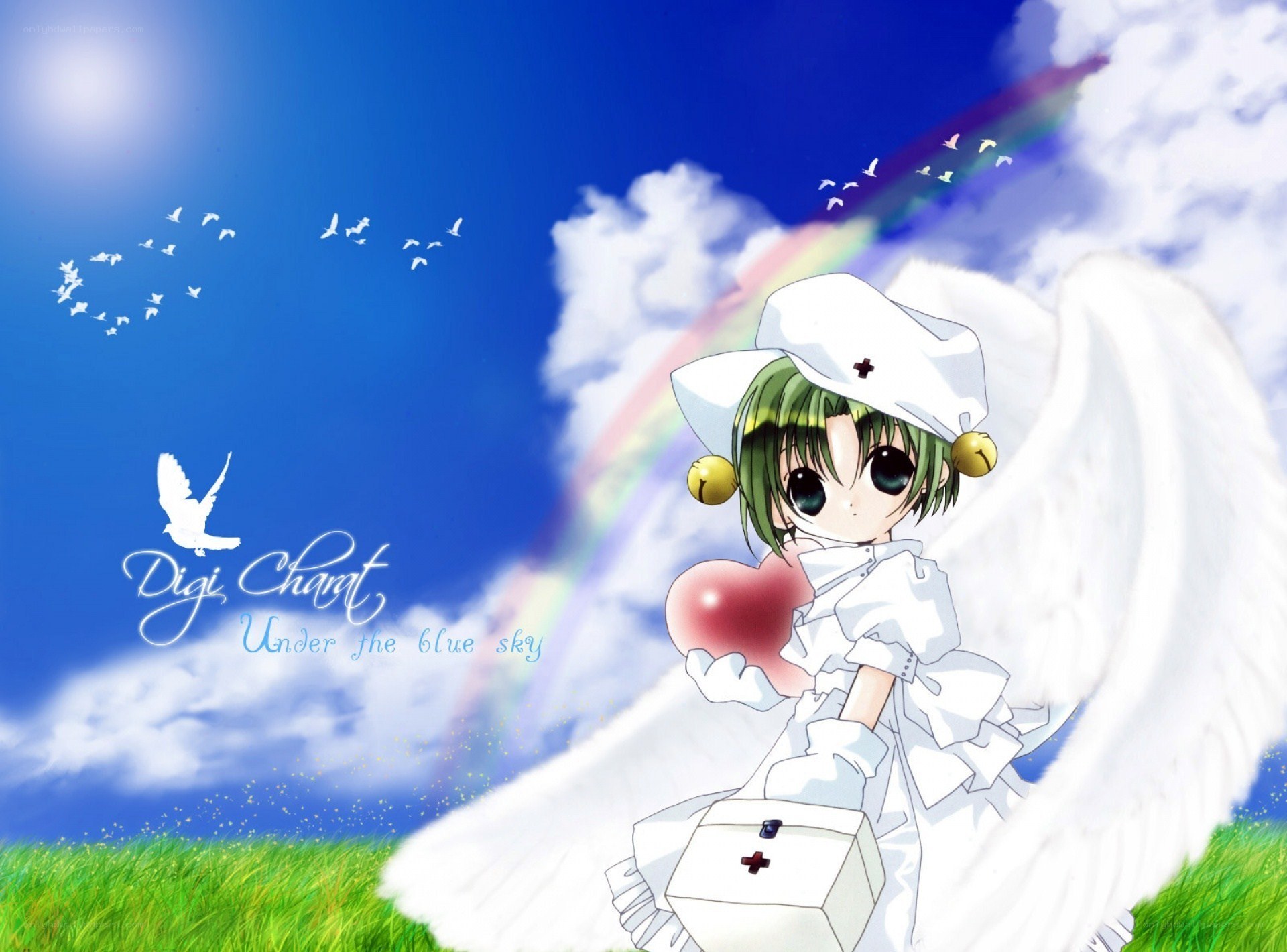 Angel nurse under blue sky