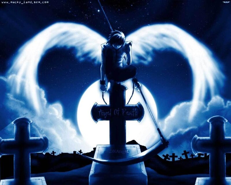 Angel of Death in a graveyard