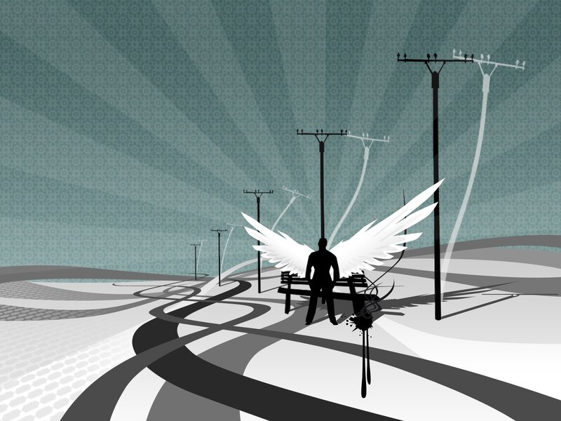 Angel on a bench